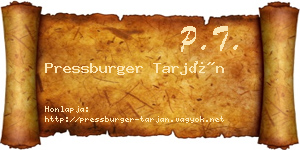 Pressburger Tarján névjegykártya